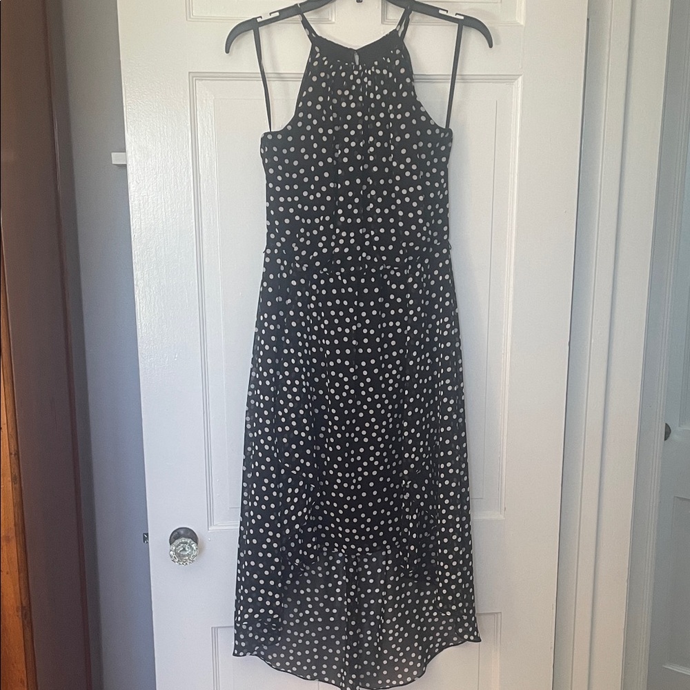 Chic Black and White Polka Dot High Low Dress - Size 2
